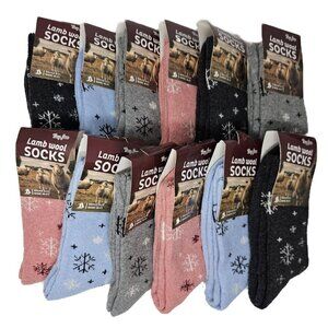 Women 12-Pack Lamb Wool Socks, Size 9-11, Winter Warm, Assorted Colors, NEW